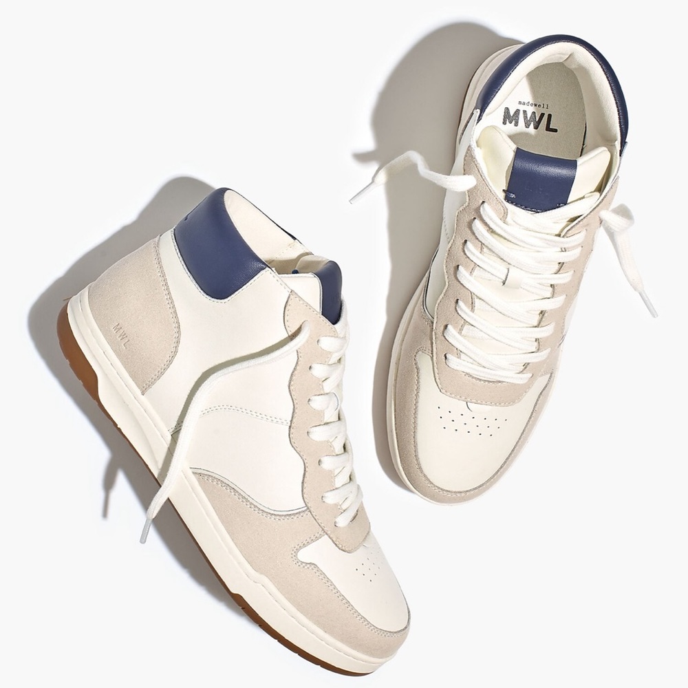 Madewell Court High-Top Sneakers in All White. - Picture 1 of 8